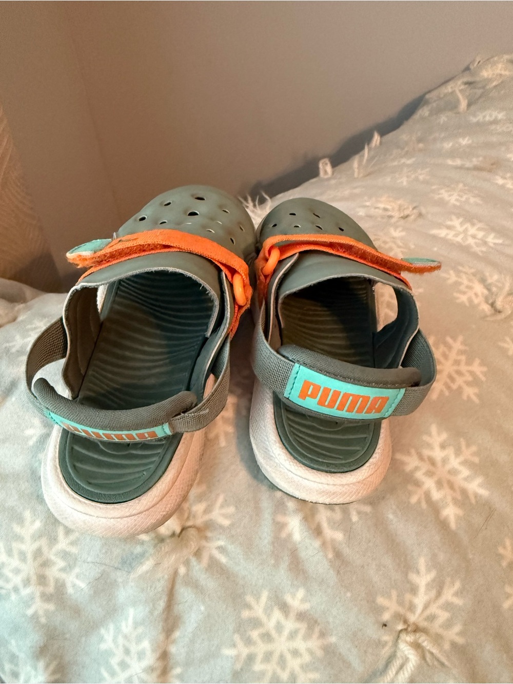 Puma Kids Teal and Orange Adjustable Slide Sandals
